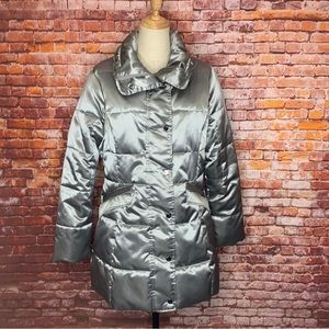 Sean John Silver Mid-length Quilted Puffer Coat